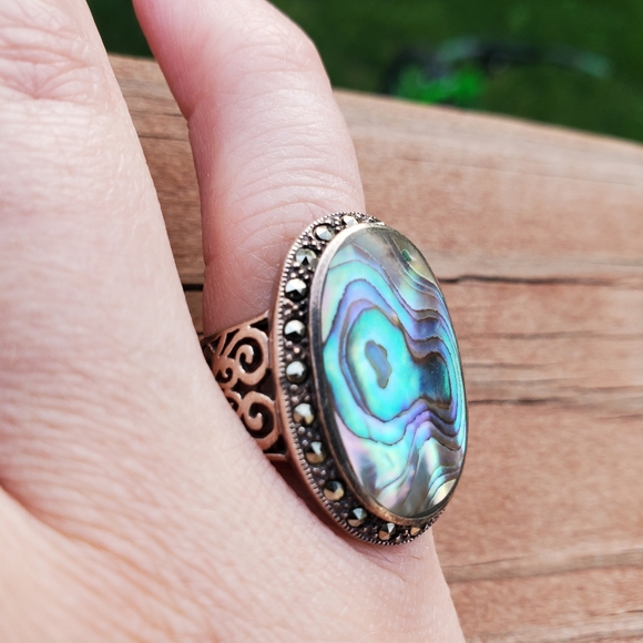Vintage Abalone Sterling Silver Ring (Size 5 1/2) - Picture 10 of 10